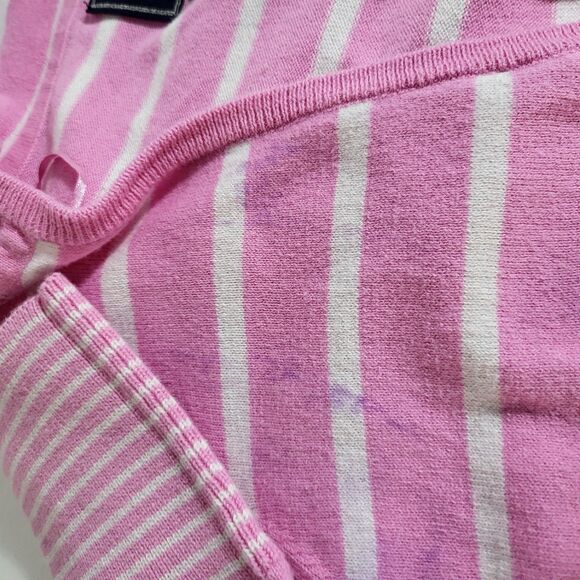 Victoria's Secret PINK Pink & White Striped Cardigan Sweater Medium Small Cotton - Picture 6 of 8